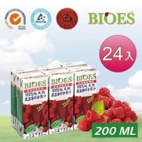 [綠工坊] 100%純天然覆盆莓綜合原汁 200ml 無加糖 非濃縮還原 24入 囍瑞(喜瑞)BIOES