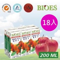 [綠工坊] 100%純天然蘋果汁 原汁 200ml 無加糖 非濃縮還原 18入 囍瑞(喜瑞)BIOES